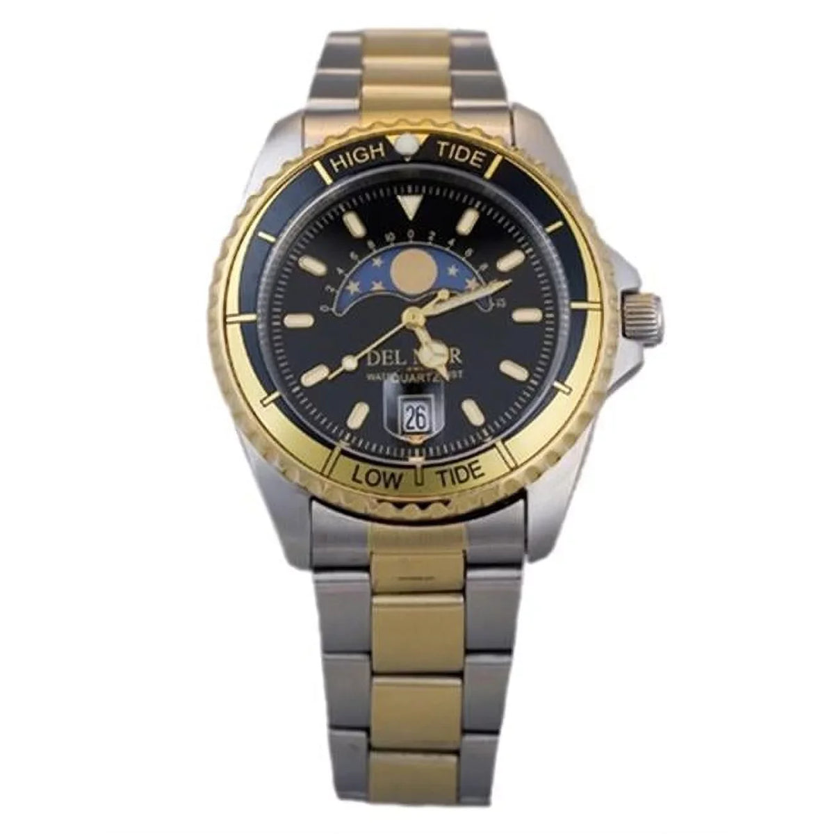 with Analog Two 50207 Black Mens Nautical Tide Watch Tone Dial