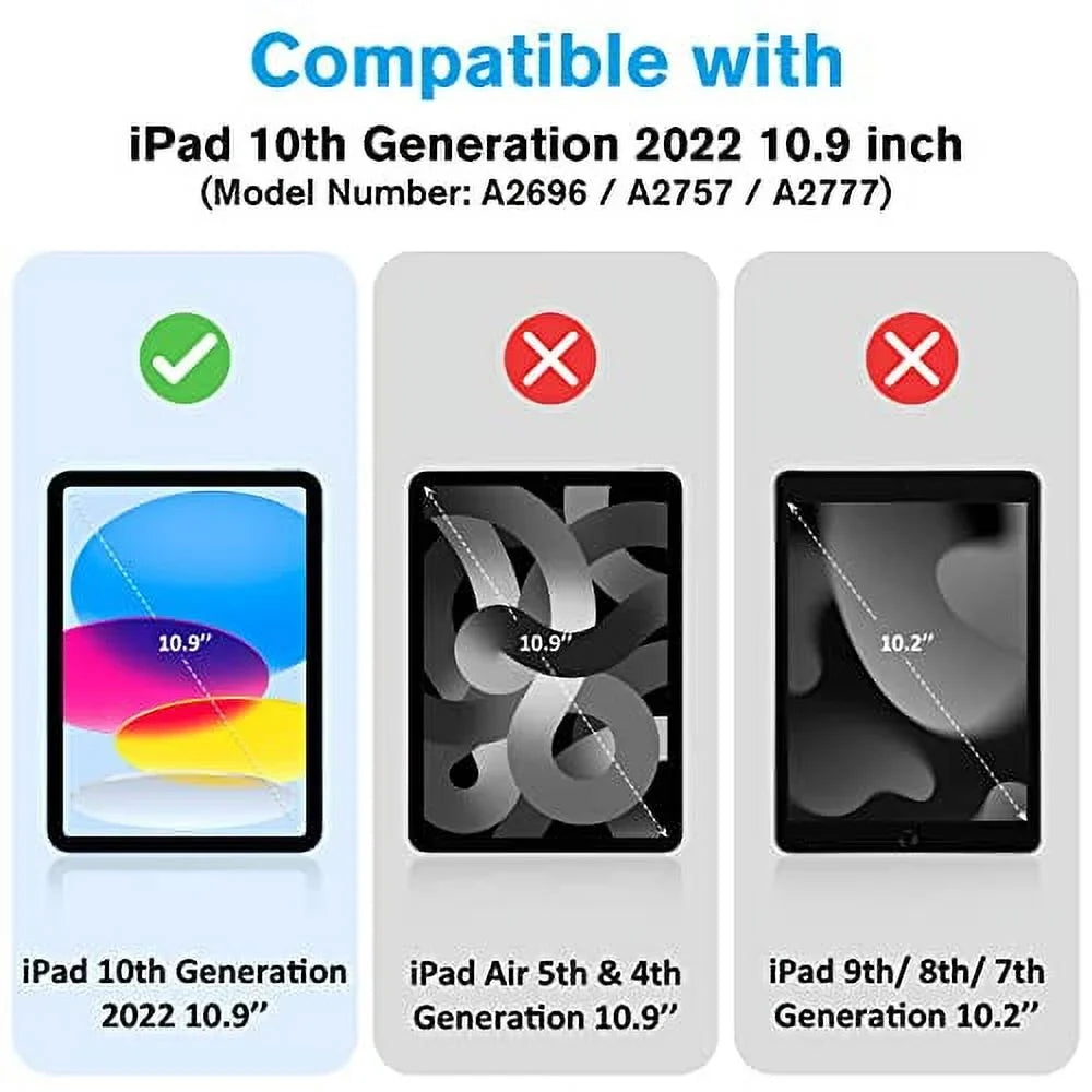for Keyboard iPad Gen Color Case 10th for 360 Rotation 7 Multi-Touch 2022 Case 10.9 Keyboard Degree with 10th inch –Black Trackpad, ProCase Generation Backlit Touchpad iPad