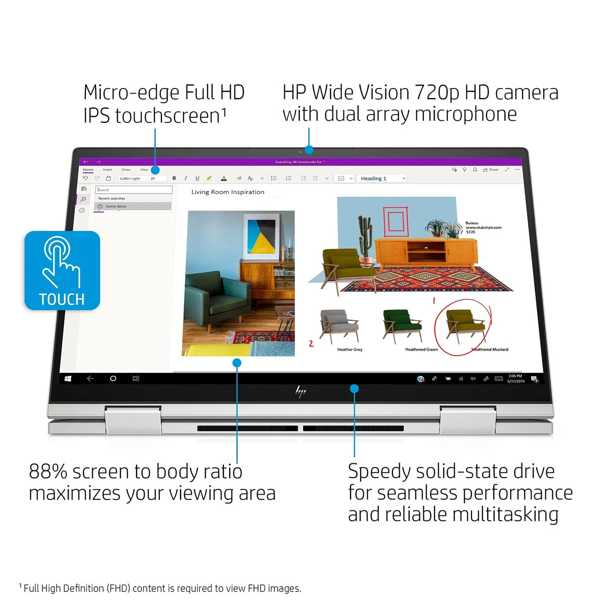 USB 512GB inch 2-in-1 12GB 11th Natural DDR4 i5-1135G7 Keyboard 10 Touchscreen Backlit Silver Envy Xe Laptop 32GB 6 Fingerprint Graphics 2021 15.6 NVMe WI-FI FHD Gen Iris w/ 15-ED1055WM Intel HP Win