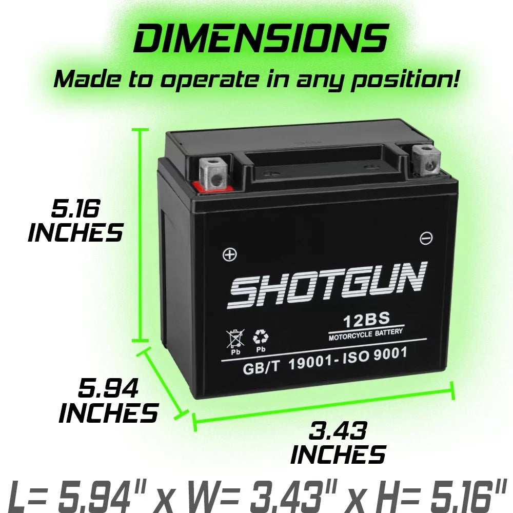 Battery GSX-R1000 with Suzuki Shotgun YTX12-BS Motorsports Compatible