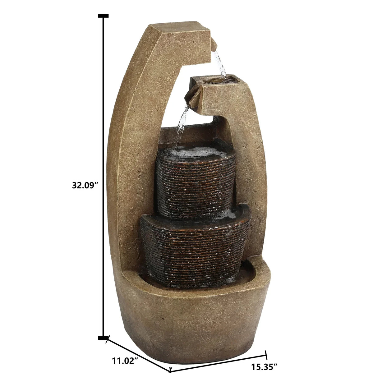 Country Brown Modern Light With Fountain Sculpture Cottage HomeStock Outdoor Cement Led