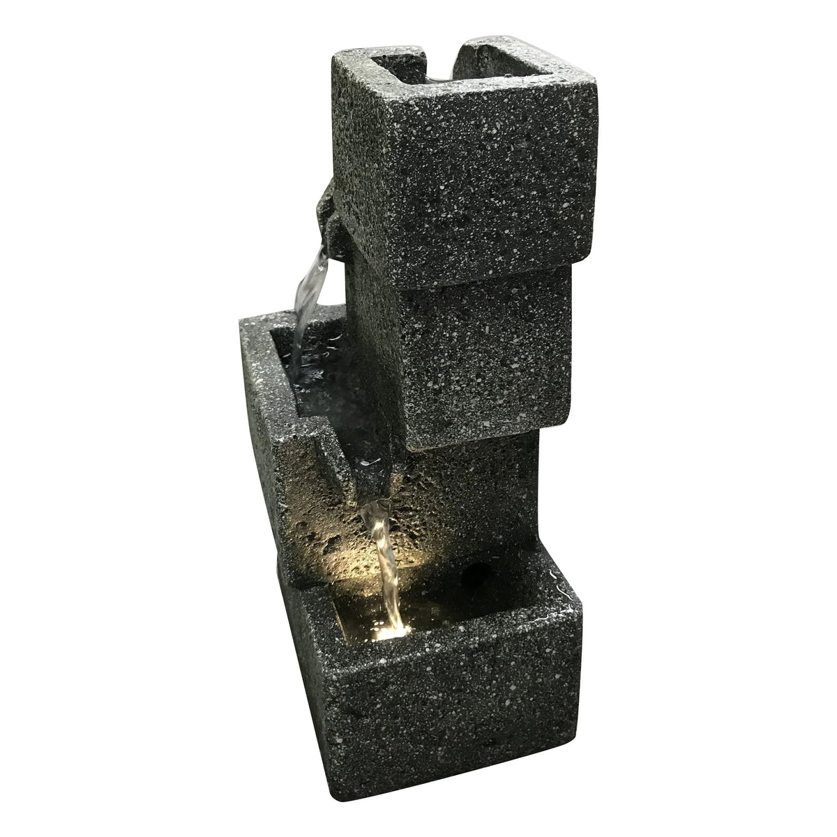 LED White Fountain Warm With Crates Concrete Lights