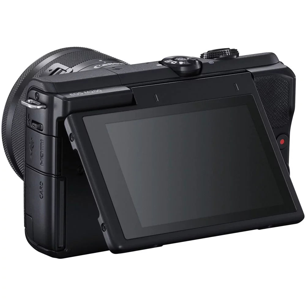 Tripod 15-45mm 64GB + M200 Strap Camera Case (Refurbished) Keeper Card EOS Digital Kit Reader Card + with Canon (Black) + Flex + (3699C009) + + + Hand Restored Memory + Lens Cap Cleaning Wallet Mirrorless Memory