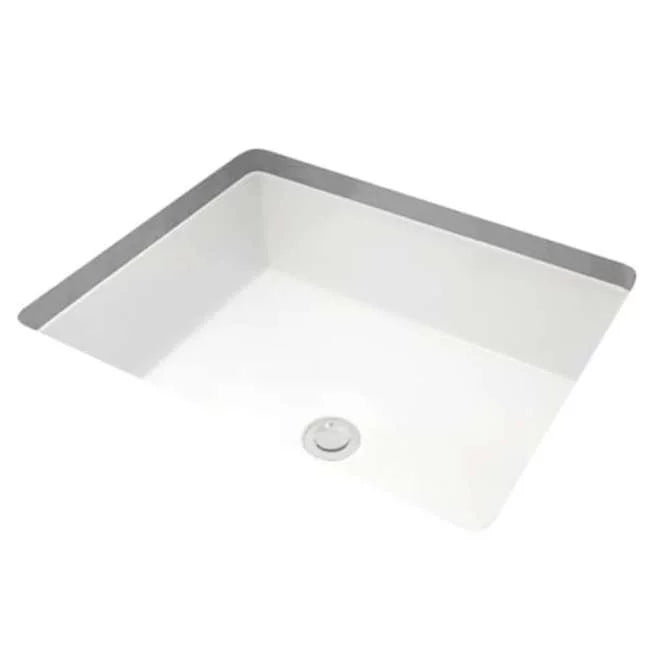 Sink with Rectangular Miseno 17 Bathroom x Rear Overflow, in. 13 Undermount White