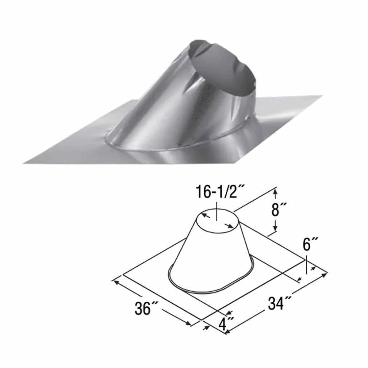 Roof Stainless Pipe 14Dt-F6 0/12 Class Adjustable For Duravent A 14" Flashing - Chimney