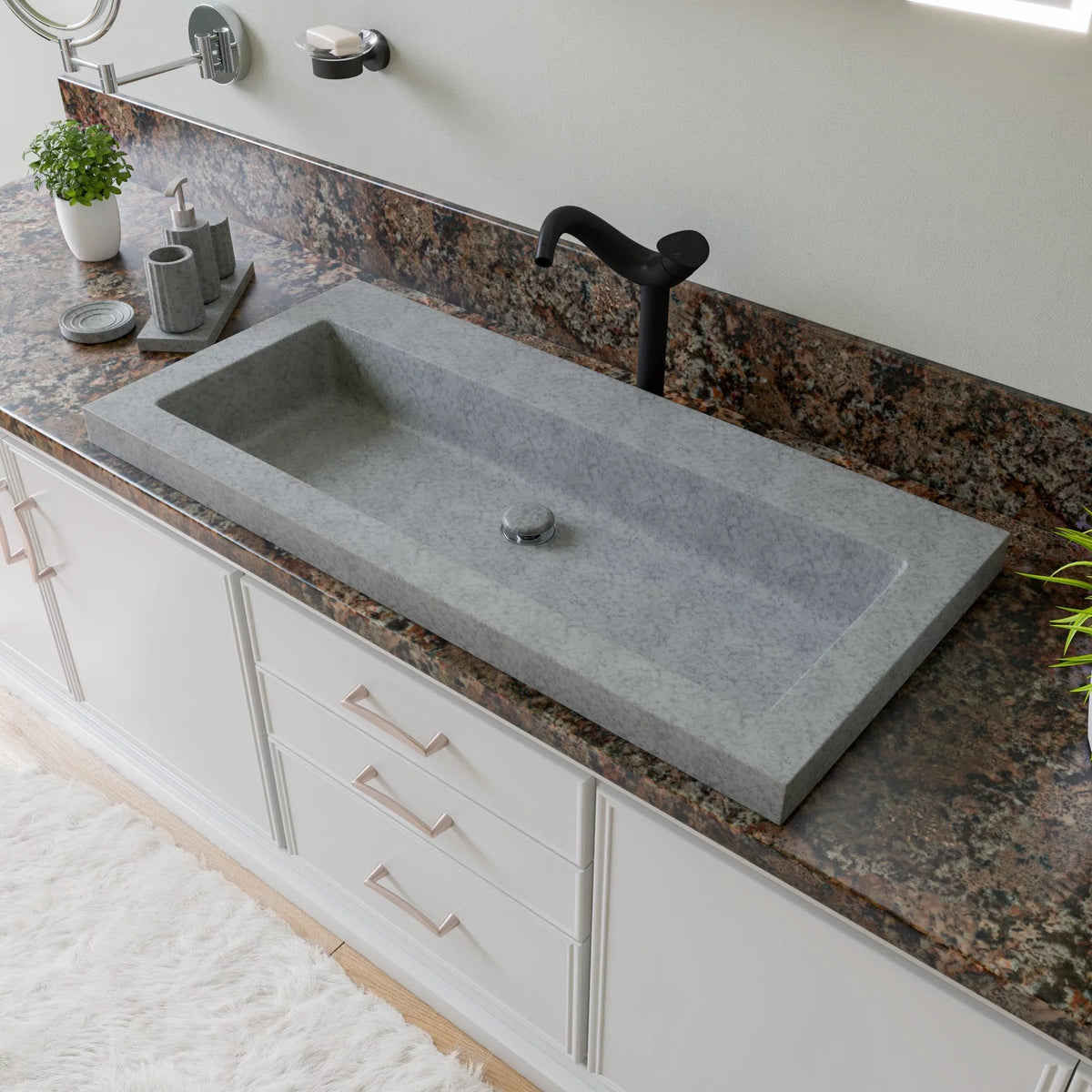 Trough for ABCO40TR Solid ALFI Sink Matte Concrete Bathroom the Gray 40" brand