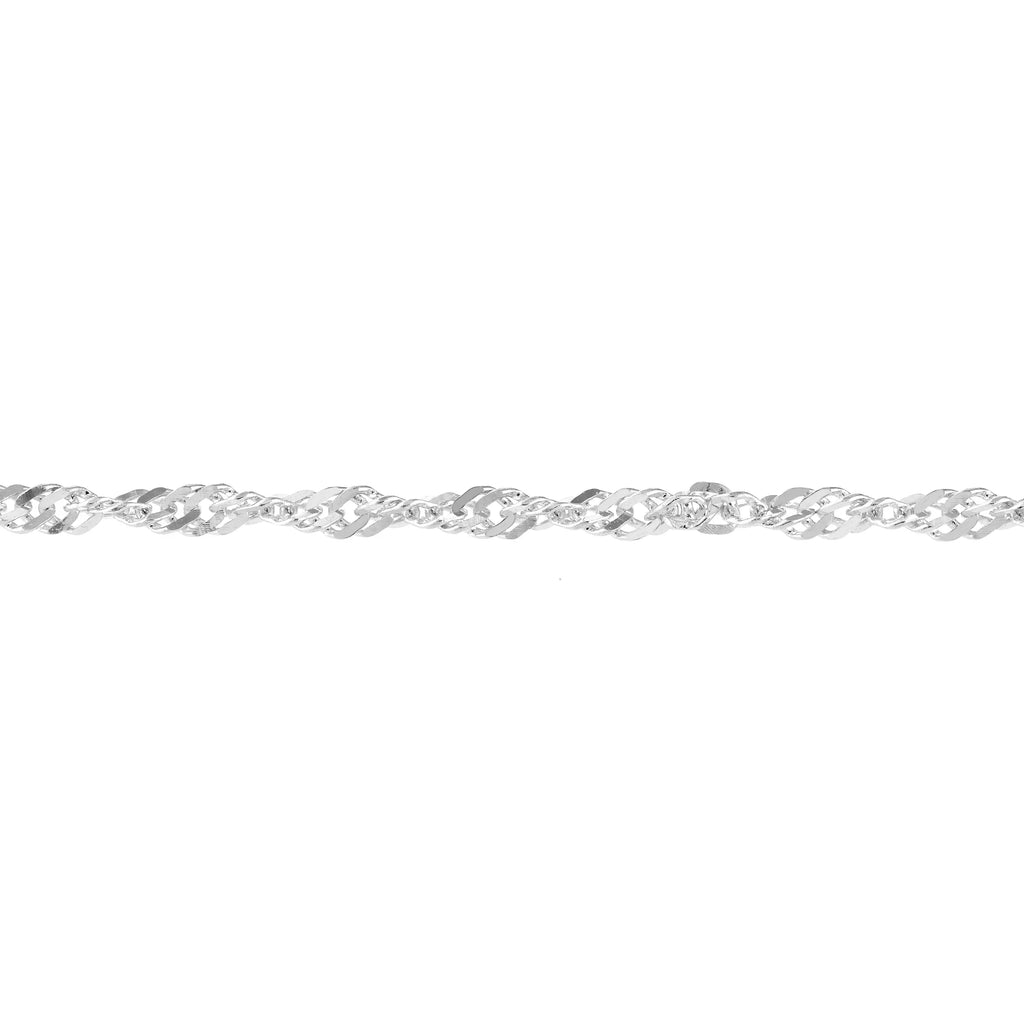 Women's Adjustable Anklet 1.7mm Singapore 14K Gold White 9"-10"
