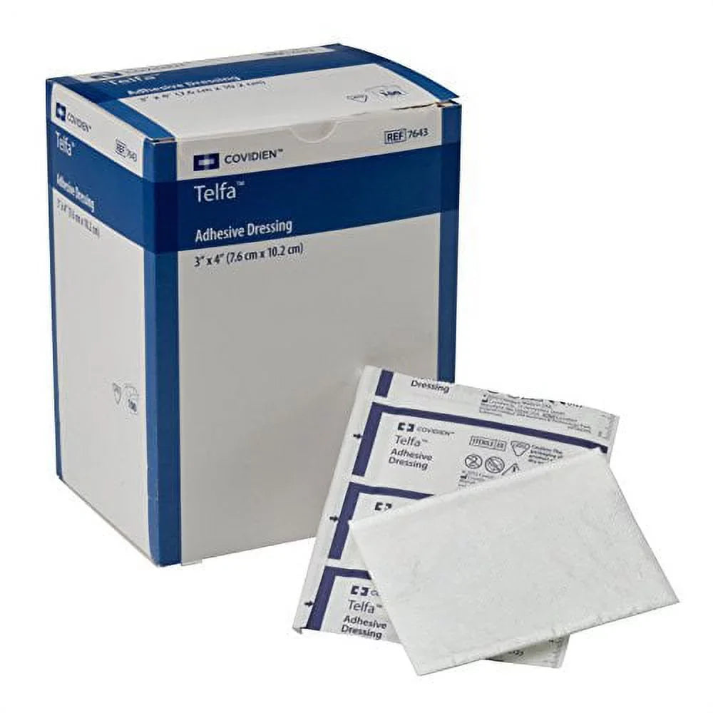 7643 of Package, 3" 1's Dressing, Covidien in Adhesive Peel-Back 100) 4" (Pack Sterile x Telfa