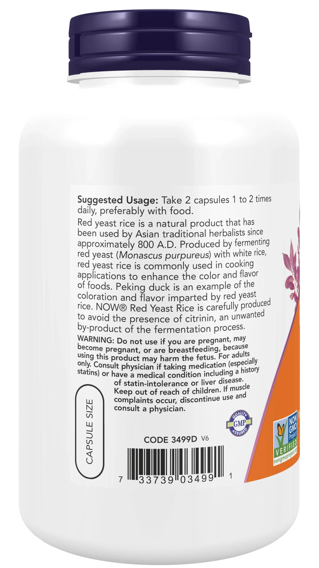 Supplements, Made NOW Rice, 600 Rice Veg mg, Organic Red Red with Yeast Capsules 240 Yeast
