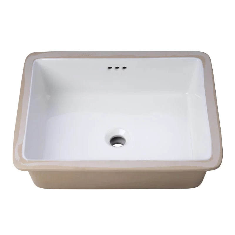 Sink with Rectangular Miseno 17 Bathroom x Rear Overflow, in. 13 Undermount White