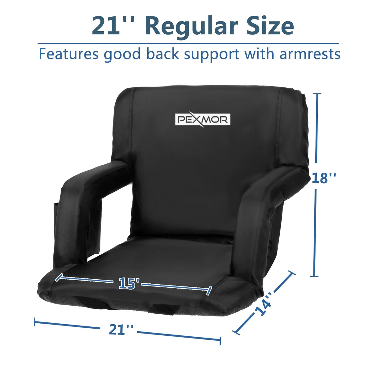 for with Bag, Back PEXMOR Seat Carrying 21'' Support Bleachers Stadium Reclining Width Standard Portable 2-Pack Cushion, &