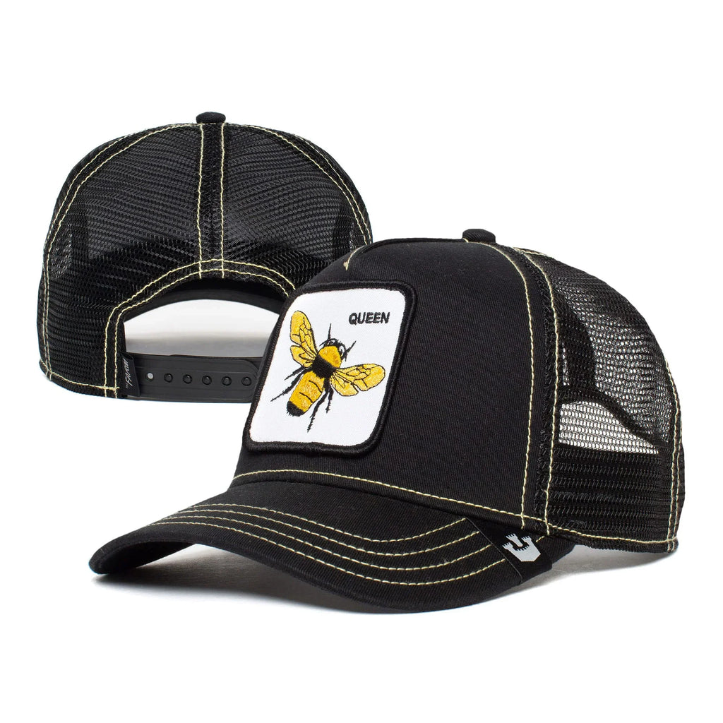 Unisex Bee), The Bros. Trucker Adjustable Snapback Black Farm One Original Hat, Size Goorin (Queen