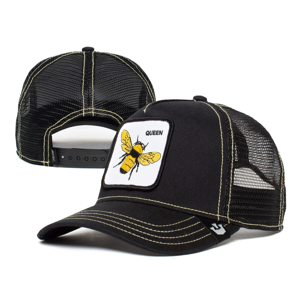 Unisex Bee), The Bros. Trucker Adjustable Snapback Black Farm One Original Hat, Size Goorin (Queen