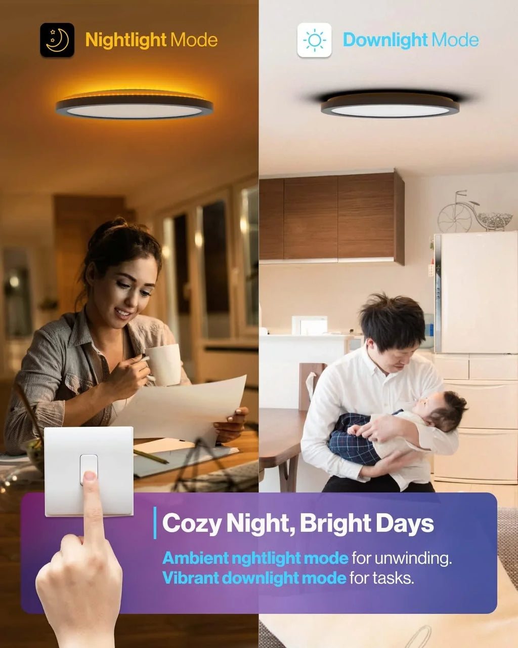 Energy Mount RGB ETL LED Home Light Amazon Night 13 24W Alexa Light Sunco LED 2500LM Pack for Flush Compatible Color Google Kitchen Inch Star Smart Ceiling Fixture Hallway 4 Bedroom Changing