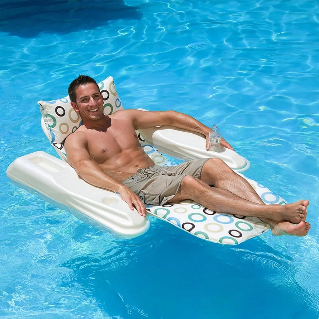 Swim Floating Adjustable 62" Lounge Rio Central Dots 1-Person Pool Swimming Sun Mod Chaise -