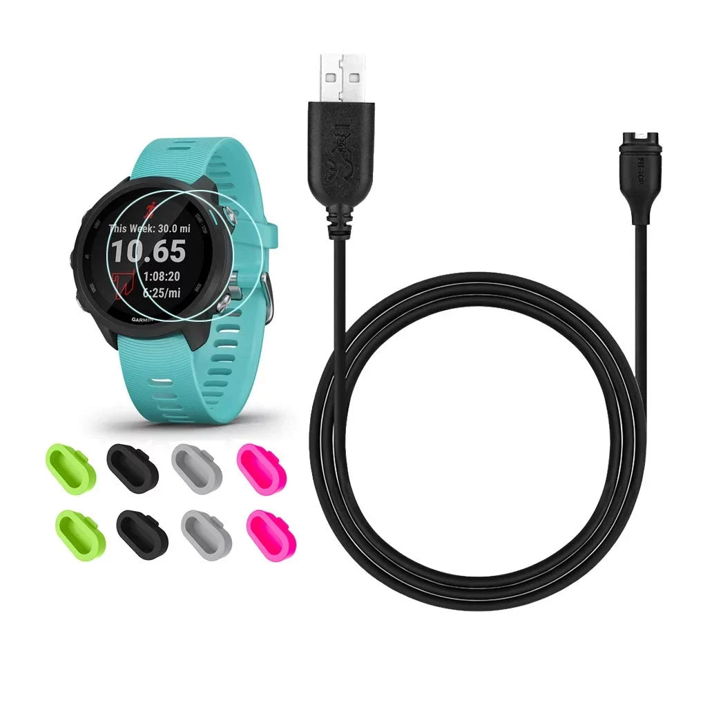 Sync S60 Charger, Clip and Forerunner HD Cable 245/Approach Screen Garmin Glass Tempered Charging for 2Pcs Data