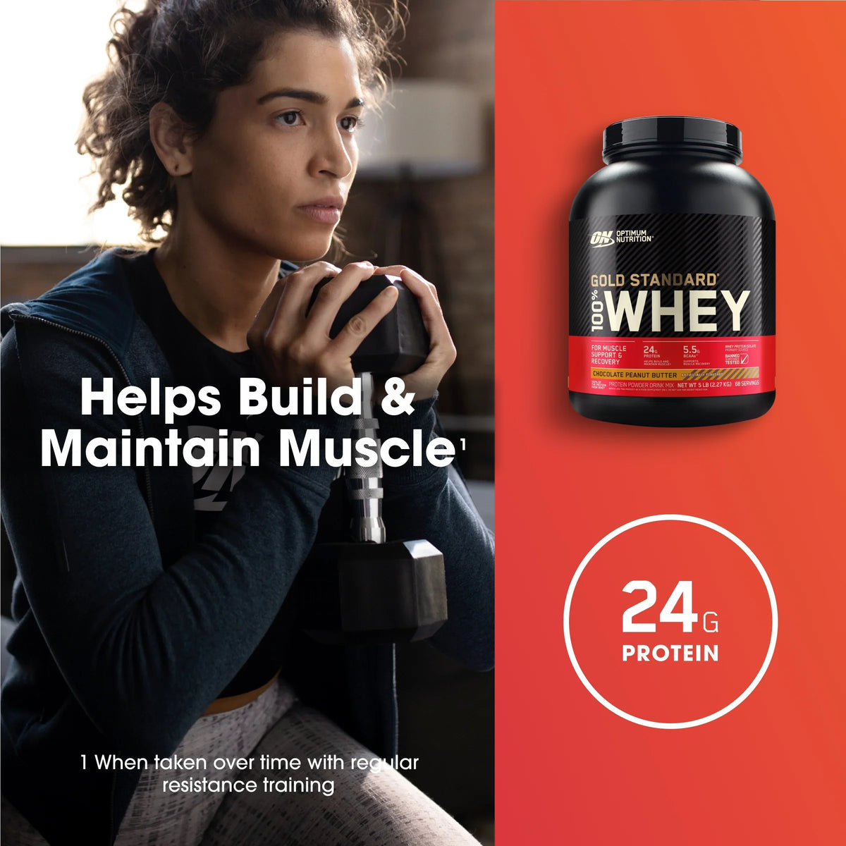 Peanut 68 Optimum Protein 100% Whey lb, Servings 5 Butter, Gold Nutrition, Standard Chocolate Powder,