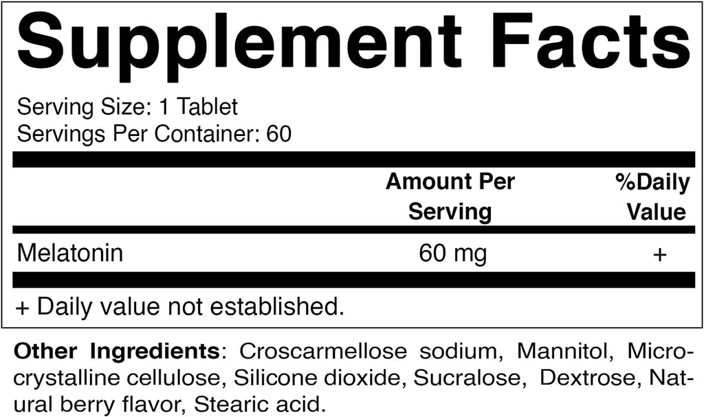Tablets 60 Melatonin Non-GMO, Non-Habit (2 Flavor Berry Forming Tablets Gluten Vegan Dissolve Bottles) Natural - Fast Free Vitamatic 60mg - -