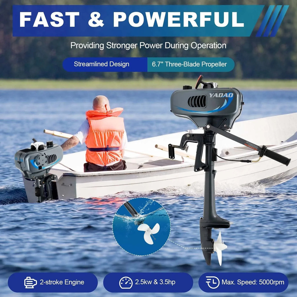 HP Water Engine Boat 3.5 Boat Motor Fishing Engine 2-Stroke with System Cooling Outboard