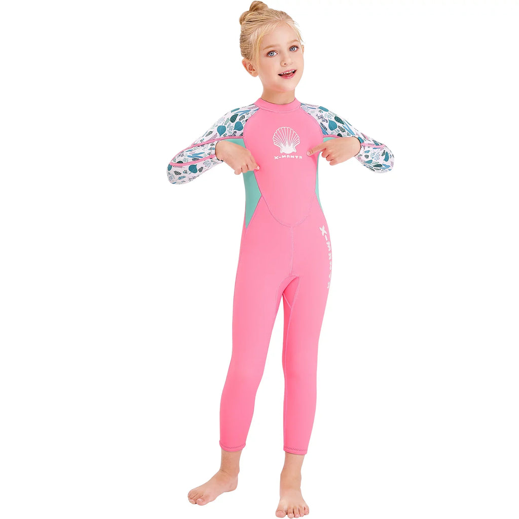 Surf Quick Sleeve Zipper Girls Wetsuit - with Swimsuit for Dry - Diving One Back Suit Piece X-MANTA Long