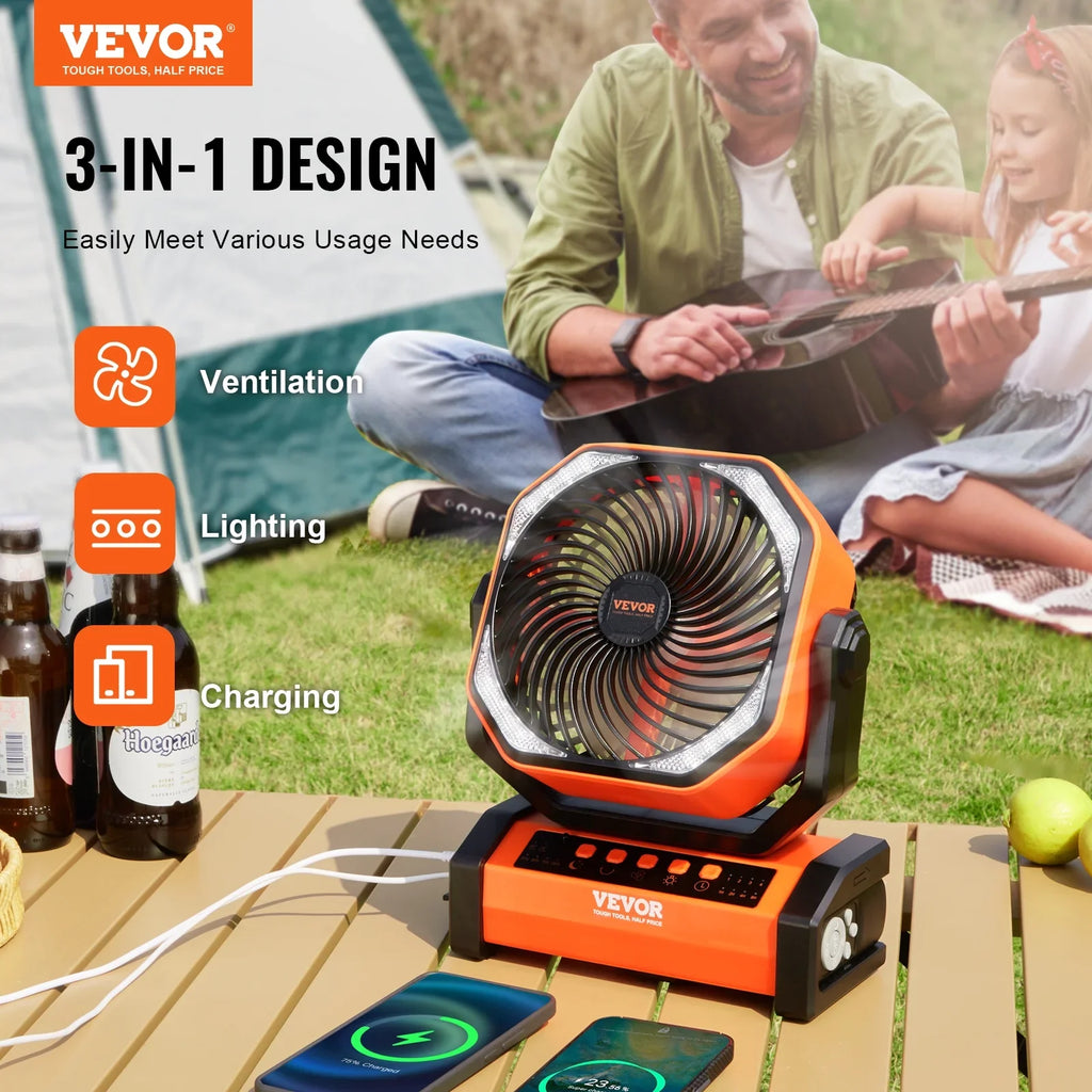 Portable with LED 4 Fan Rechargeable Timer Lantern Swivel inch Speeds SKYSHALO 9