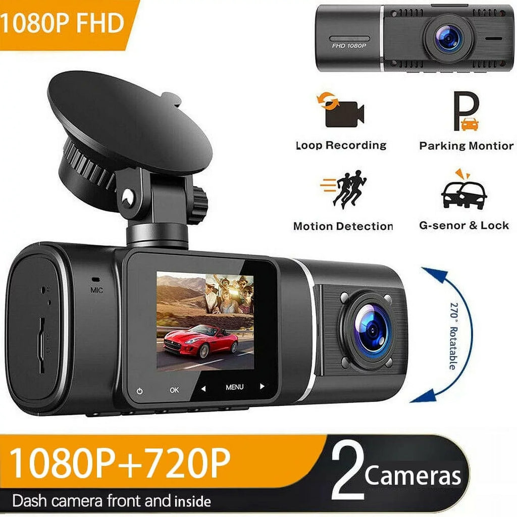 Front 720P with Camera, Screen Uber IR 1080P inch Night 1.5 Cabin LCD Cam Dash FHD Dash Dual Inside Toguard Vision, and