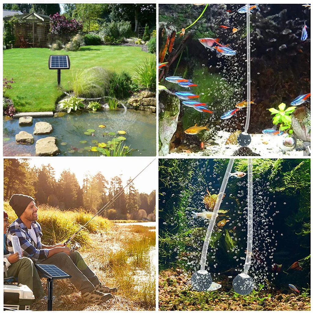 Fishing Solar Garden Fish Air Htovila 8.2ft Stones Aerator for with 2 Pond -in Pool Air Fish 2W Pump Oxygenator Aerator Pump Aquarium Bubble