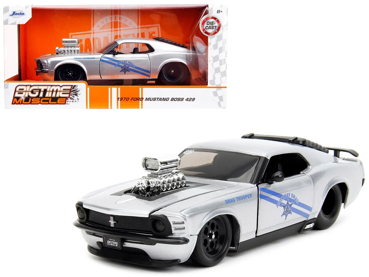 Trooper 429 Jada Drag Boss 1970 Car Diecast Mustang by - Muscle Series Model Highway 1/24 Bigtime Drag Ford Metallic Silver
