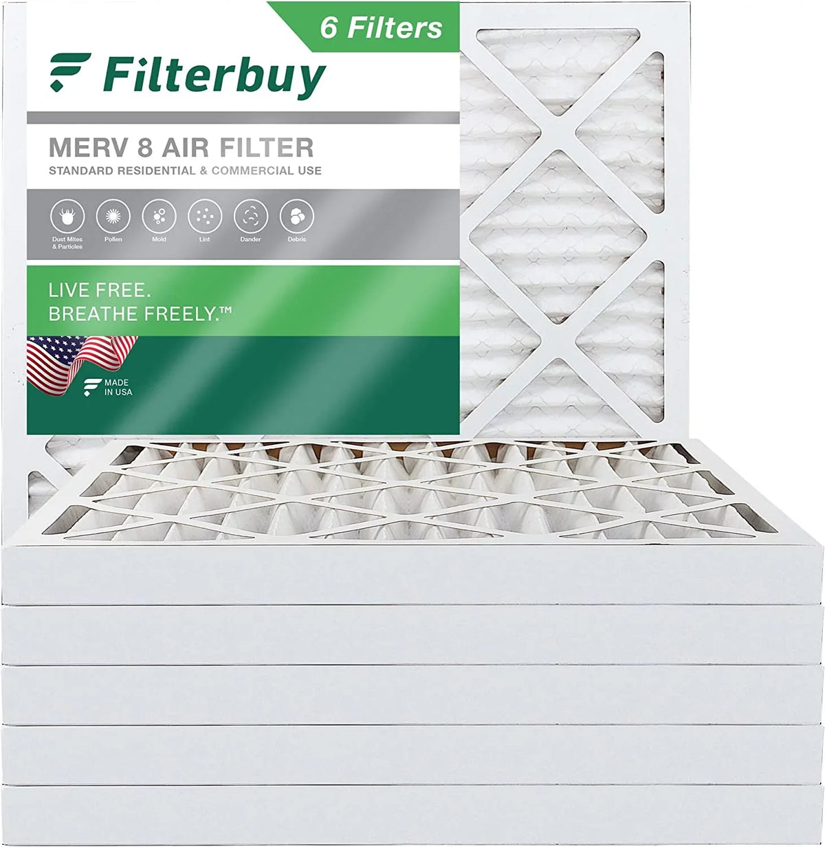 HVAC AC 8 (6-Pack) Furnace 10x10x2 Air Filters MERV Filterbuy Pleated