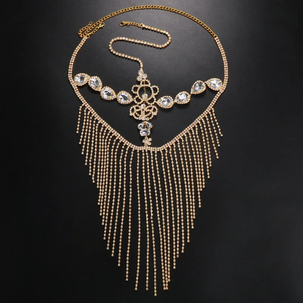 Chain Face Masquerade Hair Halloween Tassel Party Mask Women for Mask Crystal Jewelry Rhinestone Face