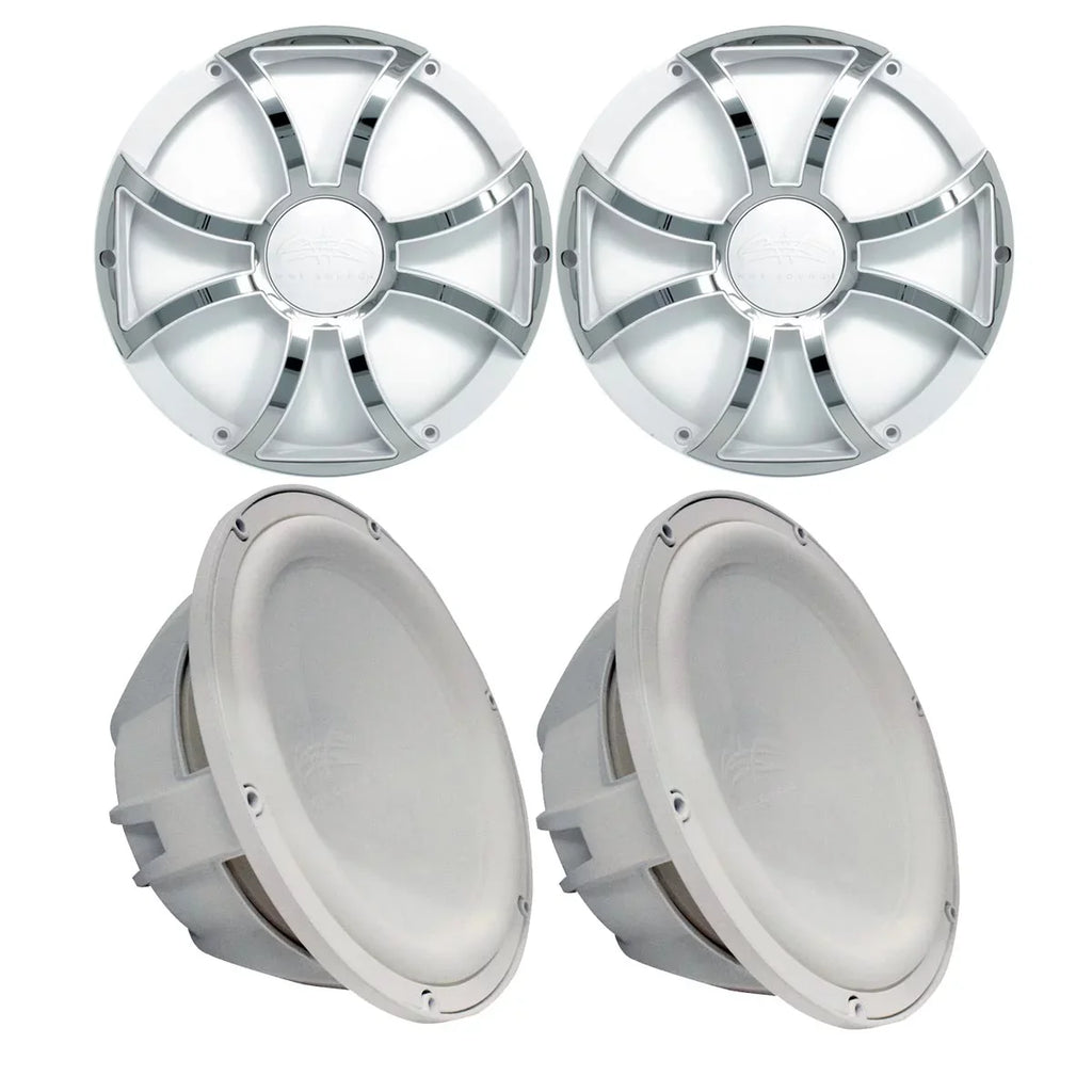 Grills Inserts With & Sounds White Revo Two 10" - Steel Wet Ohm White - Stainless Grills Subwoofers Subwoofers & 2