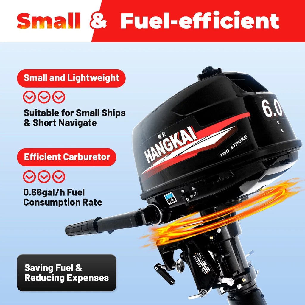 Engine CNCEST Inflatable Outboard 2-Stroke System Water Boat Motor Fishing Motor Hp 6 Cooling