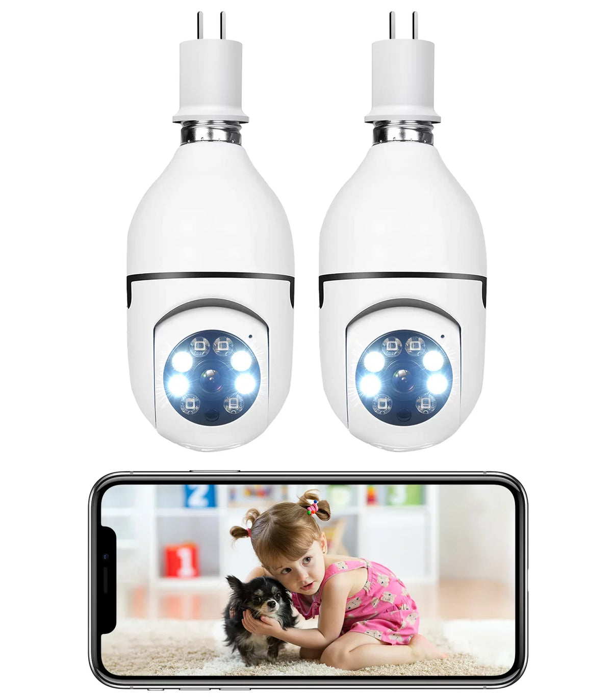 Camera Light Bulb 360° Wireless Camera Night Wifi TOGUARD Dome 1080P 2.4G Security Detection Color (2PCS) Remote IP Outdoor, Access 2-Way Vision Motion E27 Audio with Camera