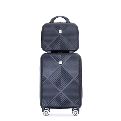 Spinner Wheels, 2Piece Suitcase ABS Zateety Sets BLACK , Lightweight Luggage