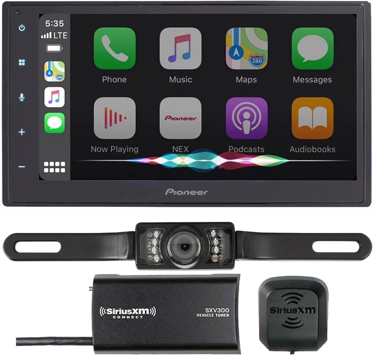 Receiver with Style Pioneer SV5130IR + (1) Bundled Multimedia Plate (1) SiriusXM Camera SXV300v1 DMH-W2700NEX License Backup + 6.8"