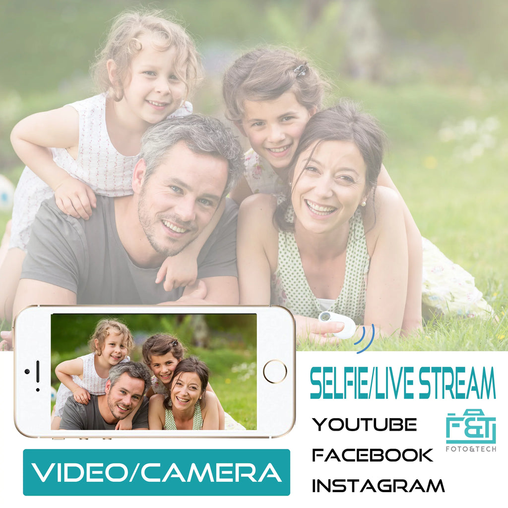 Mini XS 5S Compatible 5C S5 11 10 Control S10 Foto&Tech Release Video Wireless 8 6 Edge XR Air 7 Samsung X Shutter 8+ 7+ 6s+ (White) iPhone iPad Galaxy Camera 4in1 Selfie with S9 Remote Smartphone HTC