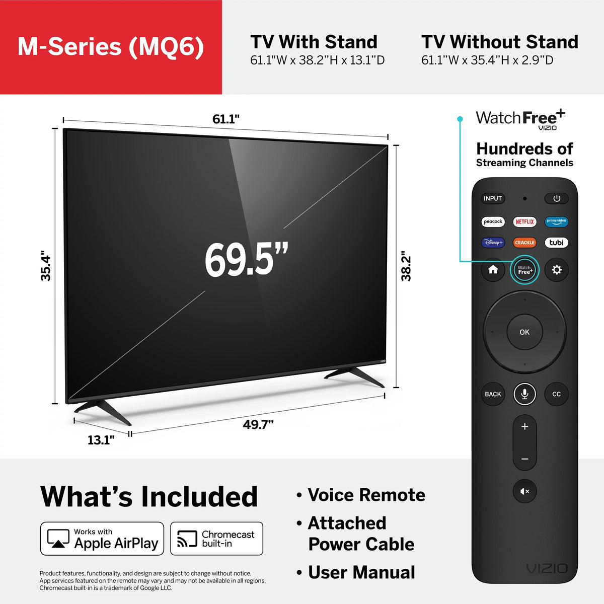 TV M70Q6-J03 Smart QLED M6 Class Series VIZIO HDR 70" 4K