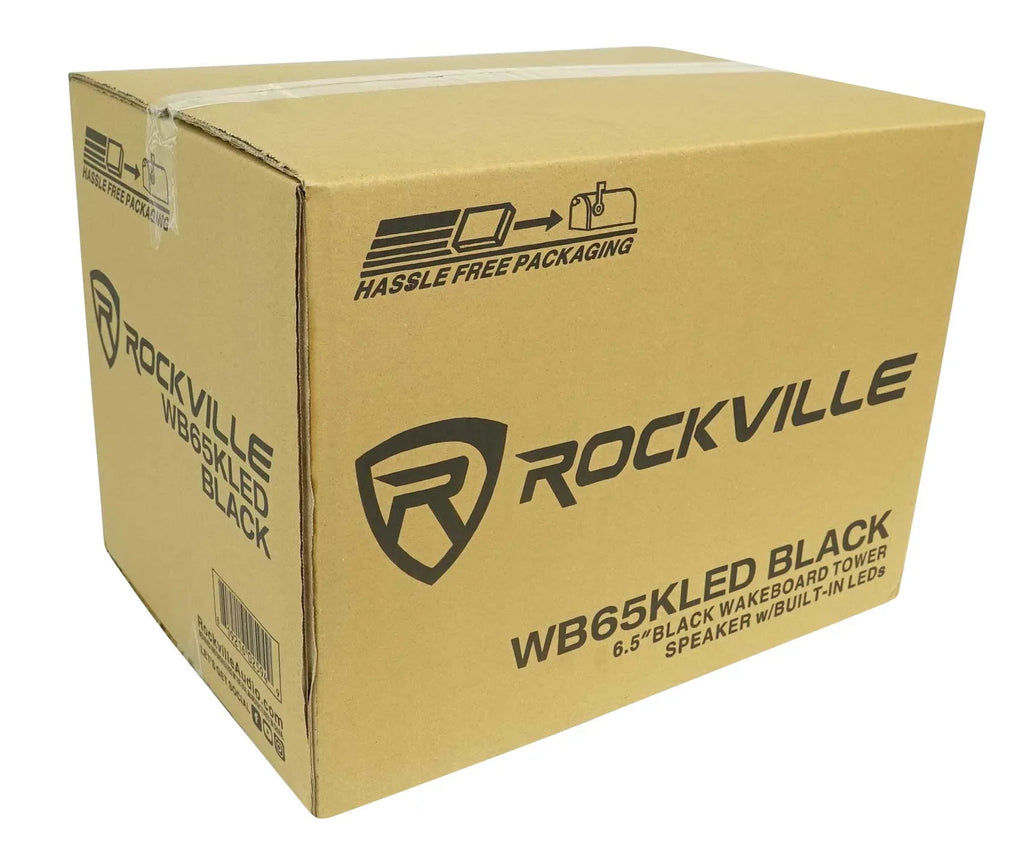 LED Speakers+Remote WB65KLED 600w Black Marine Wakeboard Pair Tower Rockville 6.5"