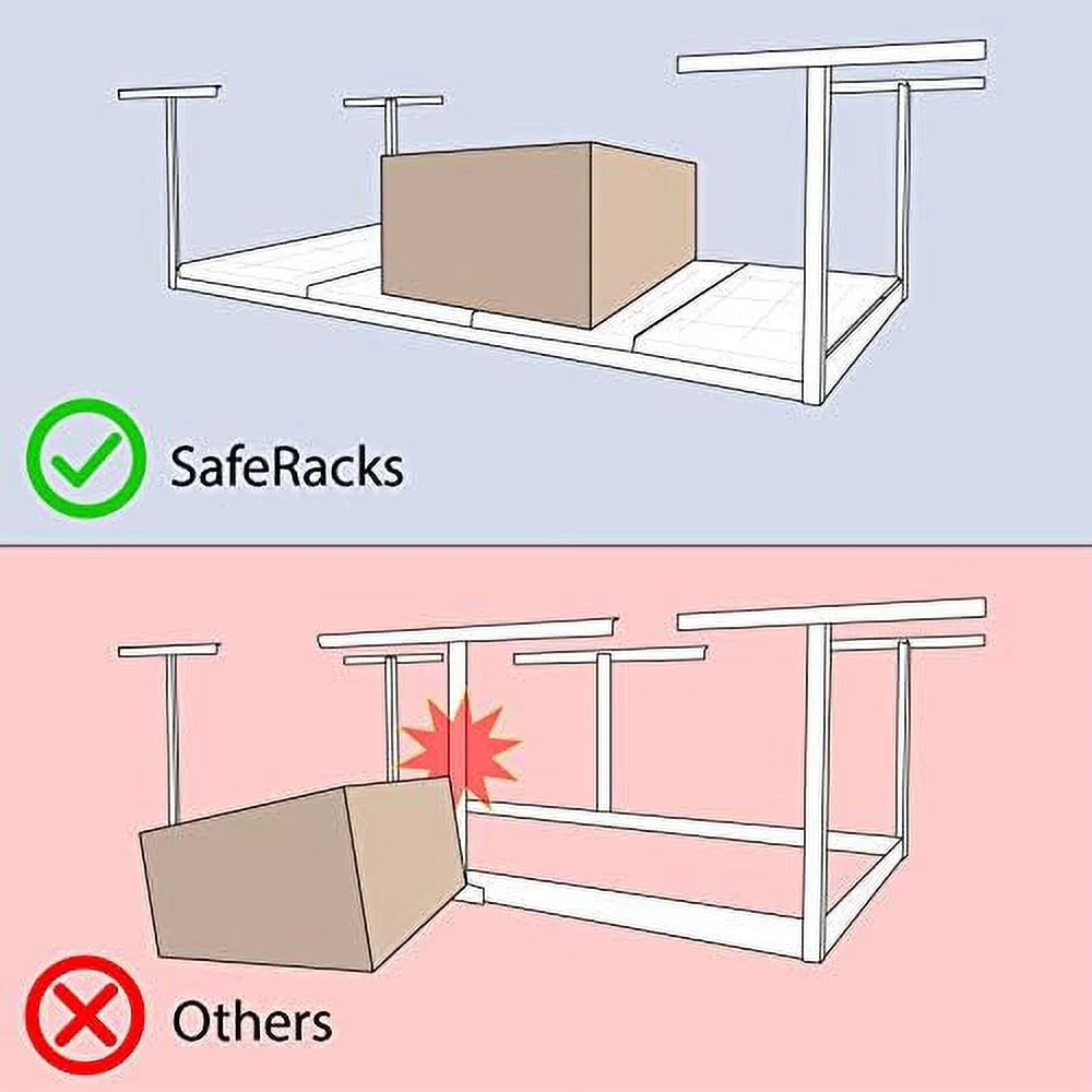 pound (white, 2x8 garage 18"-33") overhead rack steel storage - storage capacity weight adjustable height rack - overhead 400