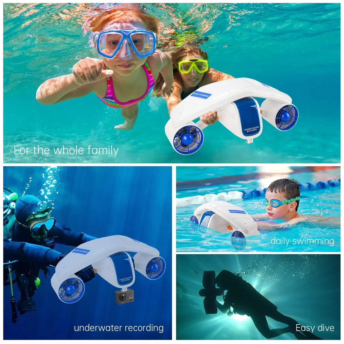 Underwater Booster Adventures Electric Andoer Enhance - Propeller 2 Speed Levels Aibecy with Diving Your Water Sea