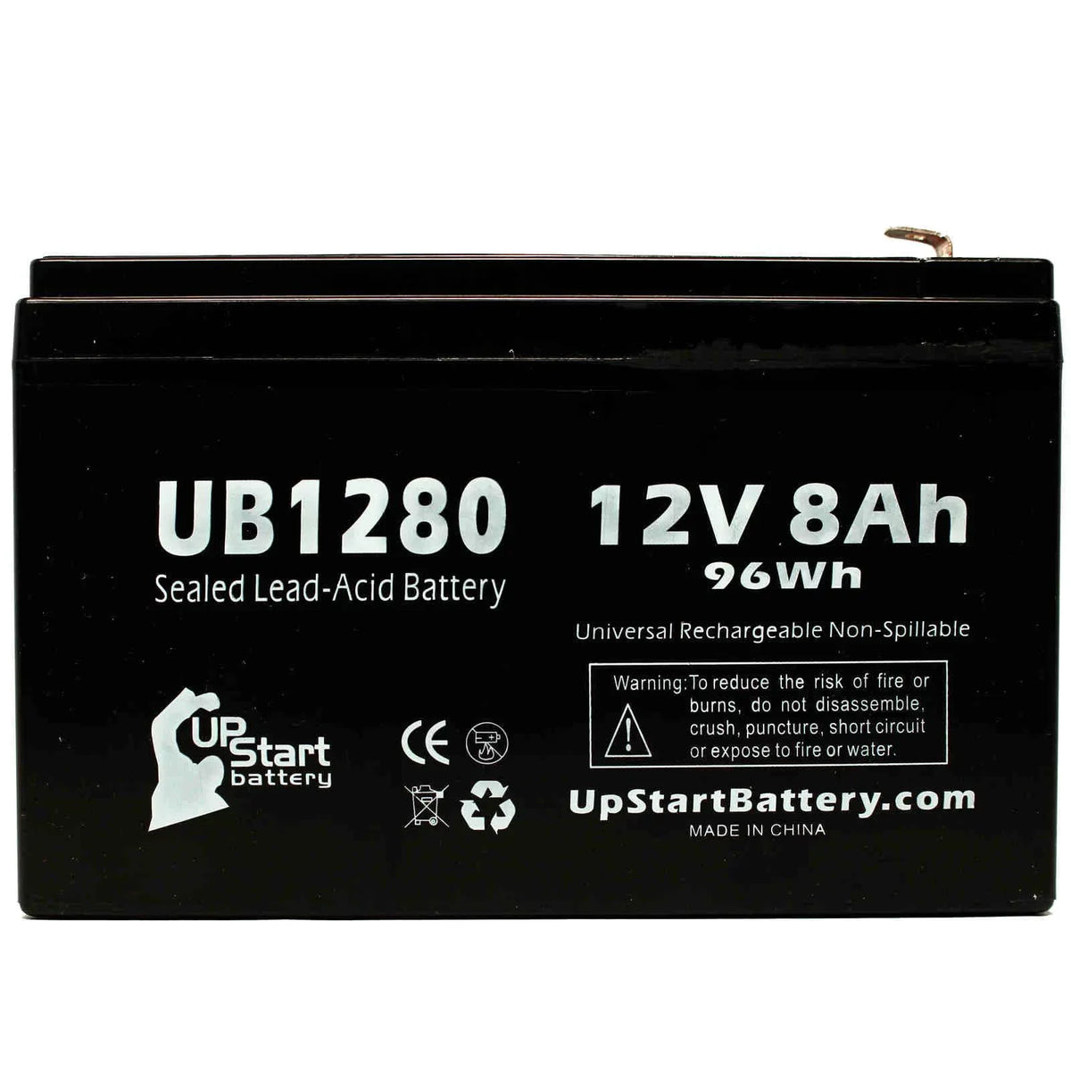 '- Battery Sealed UB1280 F1 (12V, F2 Compatible 6 Includes F1 Pack SLA) Opti-ups Replacement Terminal, Terminal 8000mAh, - Universal 3x Battery 280ES Acid AGM, 8Ah, - Adapters Lead to
