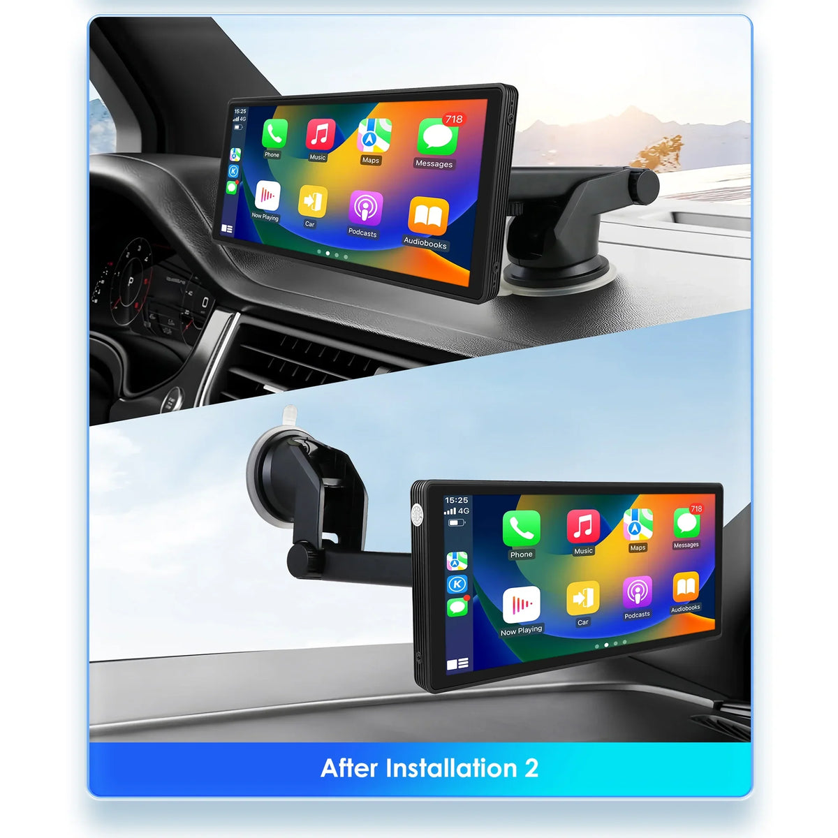 Player Adjustable 360° Apple Head Bluetooth Radio GPS Android Navigation Touchscreen 10.26" FM Link Carplay Stereo Car Auto Unit Mirror