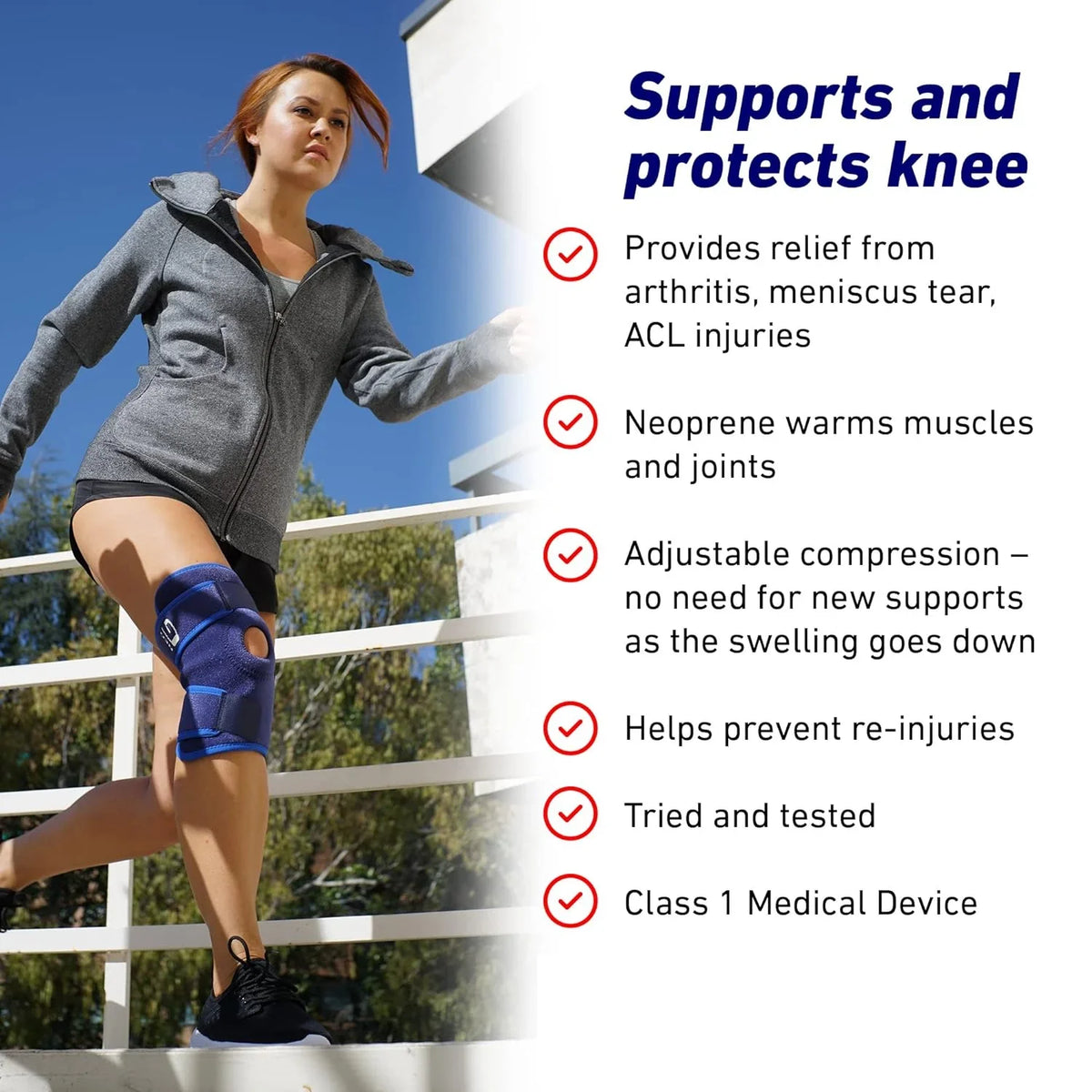 Open Knee Compression Adjustable knee, – Support, Support – - runners Relief, Knee women Meniscus for tear, Knee Patella Joint Arthritis, injuries Pain patella for Neo-G and men Pain support Knee