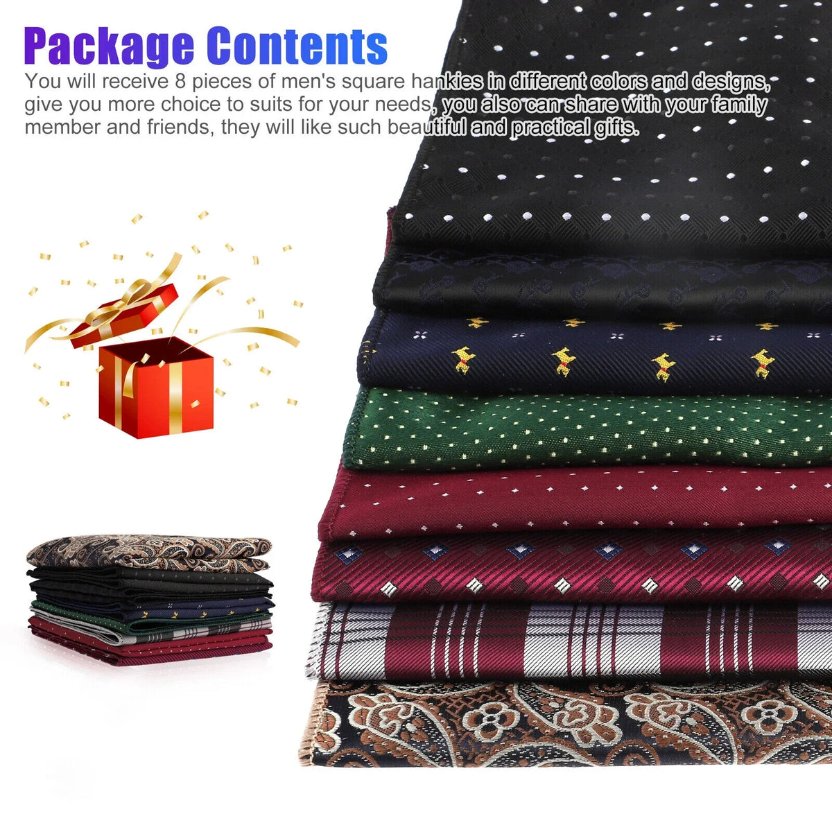 Dot 8PCS Men Square Pocket Floral Party Silk Fashion Handkerchief Hanky Wedding