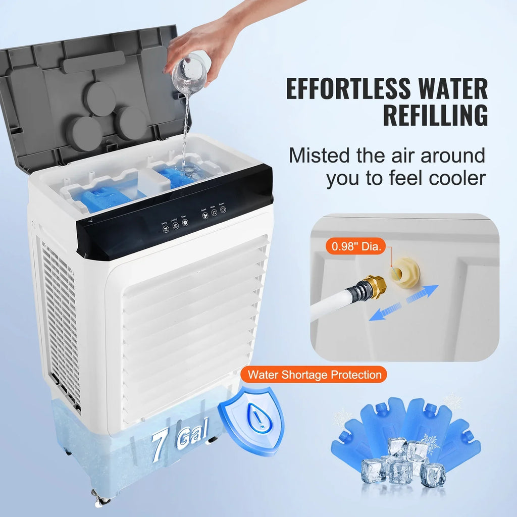 Cooler Air Gal Evaporative Timer 3-in-1 Swamp 7 Cooler 12h SKYSHALO CFM 2100 Humidifier