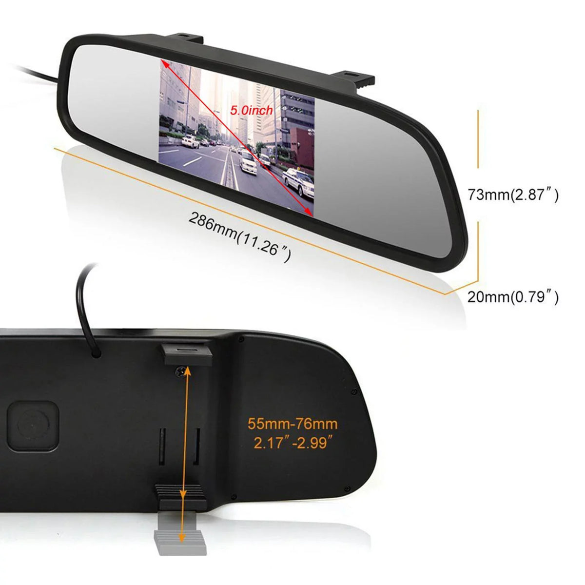 5 Car Rearview Monitor with Camera Inch Auto Display Reversing Mirror Video