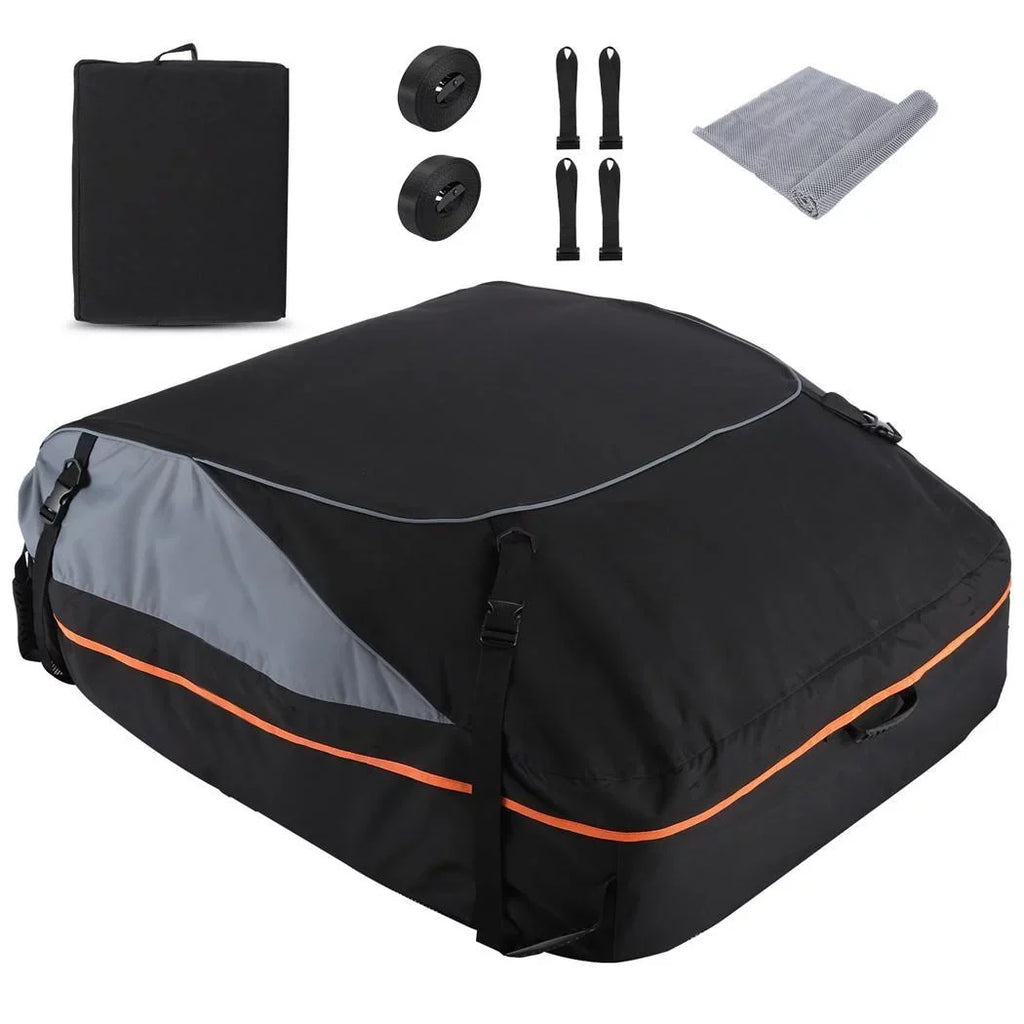 Cargo ft 100% Storage Adnoom Luggage Rooftop Car Bag, Bag Orange Soft Car Waterproof Car Carrier, Sided Top Black, Carrier Roof Bag 16 Cu