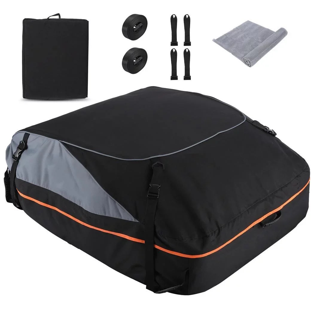 Cargo ft 100% Storage Adnoom Luggage Rooftop Car Bag, Bag Orange Soft Car Waterproof Car Carrier, Sided Top Black, Carrier Roof Bag 16 Cu