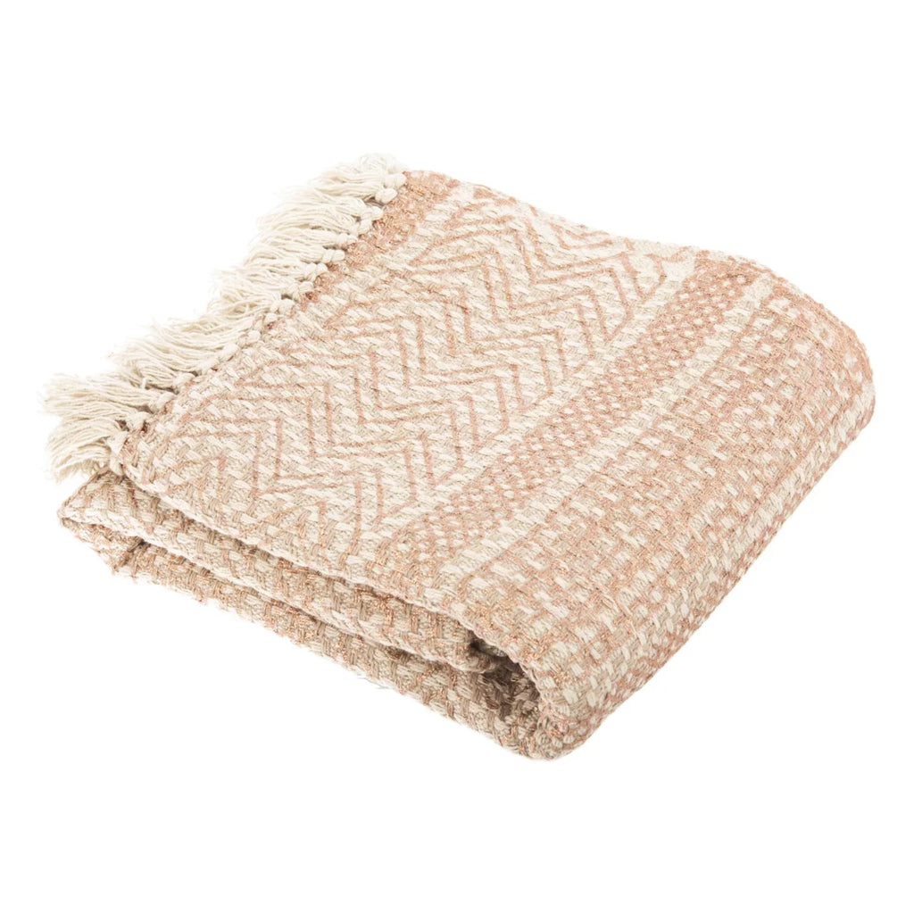 x 60" Striped 72", Beige/Copper Fringe, SAFAVIEH Throw Becks with