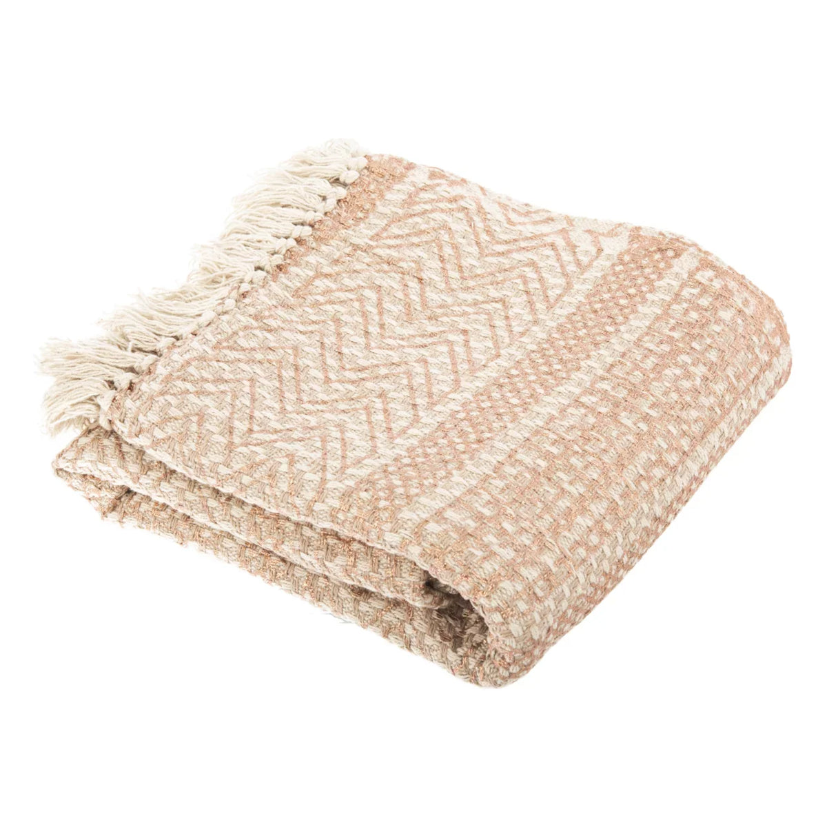 x 60" Striped 72", Beige/Copper Fringe, SAFAVIEH Throw Becks with